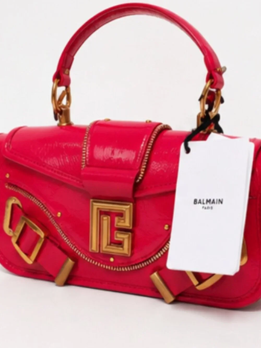 Balmain Blaze Rose Pink Patent 2-Way Baguette Bag | NWT | Rare | COA - Picture 3 of 12